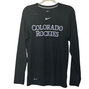 Nike Colorado Rockies Dri-FIT Long Sleeve Shirt Mens Small Black MLB Baseball